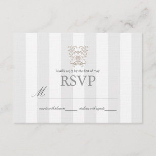Grått Rand & Brown Damask Wedding OSA Kort