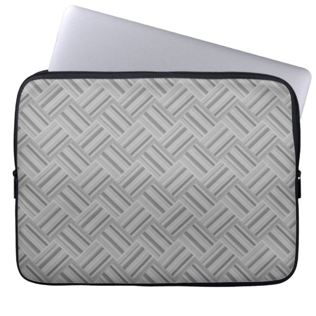 Grått rand diagonalväv mönster laptop sleeve (Framsidan)