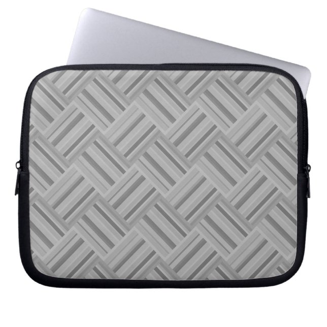 Grått rand diagonalväv mönster laptop sleeve (Framsidan)
