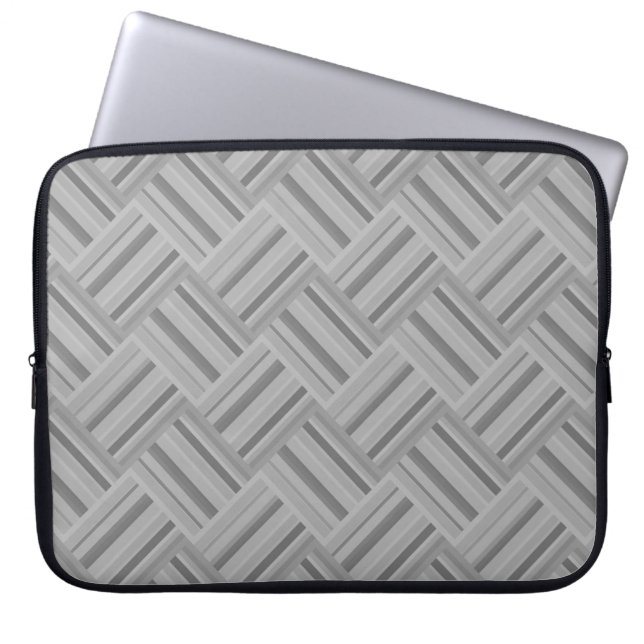Grått rand diagonalväv mönster laptop sleeve (Framsidan)
