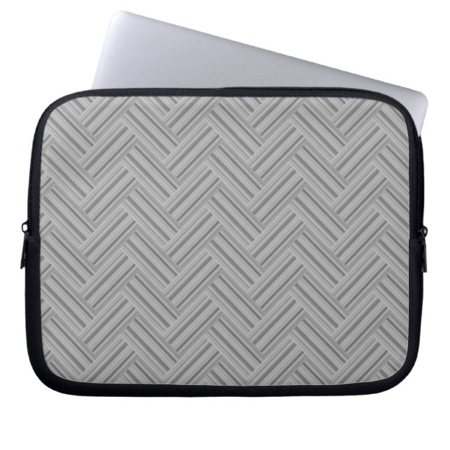 Grått rand dubbla väv mönster laptop sleeve (Framsidan)