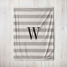 Grått Rand Monogram | Modern jordbruksenhet Fleecefilt