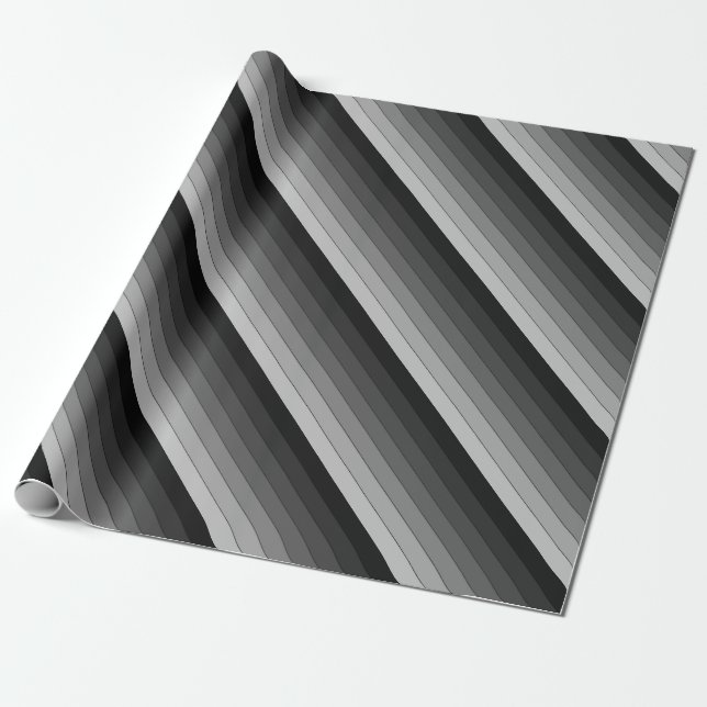 Grått Rand Mönster Elegant Presentpapper (Utrullad)