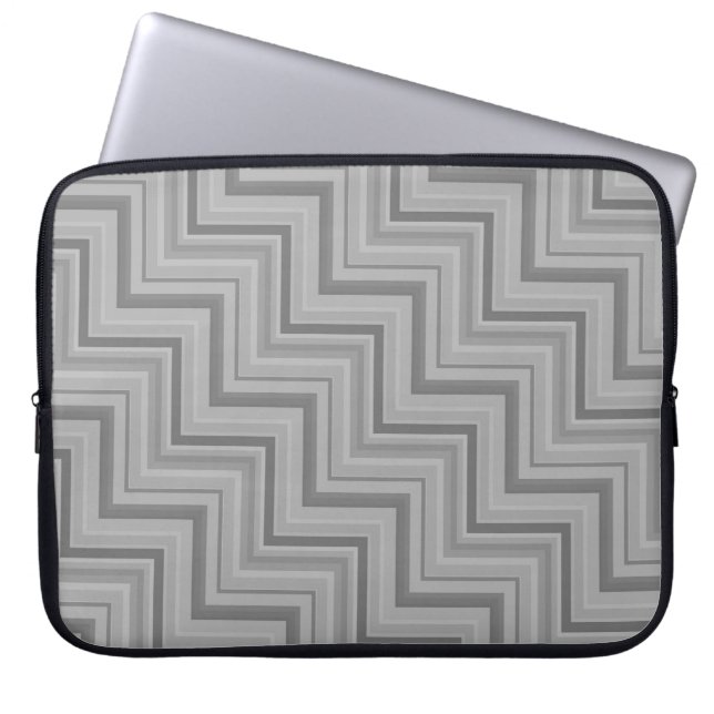 Grått rand trappor mönster laptop sleeve (Framsidan)