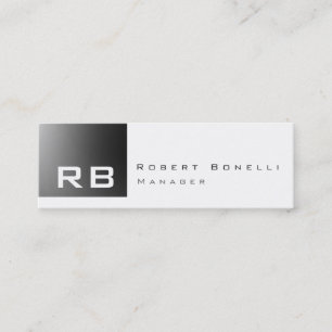 Grått Rand White Monogram Smala Affärskort Mini Visitkort