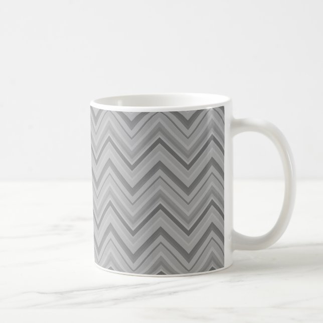Grått rand zigzag mönster kaffemugg (Höger)