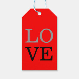 Grått Red Background Kärlek Bröllop Presentetikett