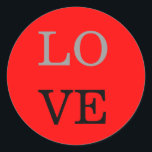 Grått Red Background Kärlek Bröllop Runt Klistermärke<br><div class="desc">Du kan enkelt byta typsnitt och färg. Du kan också lägga till logotypen och bakgrundsbilden som du vill.</div>