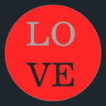 Grått Red Background Kärlek Bröllop Runt Klistermärke<br><div class="desc">Du kan enkelt byta typsnitt och färg. Du kan också lägga till logotypen och bakgrundsbilden som du vill.</div>