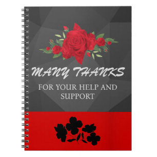 Grått Red Blommigt Abstrakt Elegant Modern Cute He Anteckningsbok