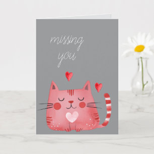 Grått Red Cat Hearts Saknar dig Kort