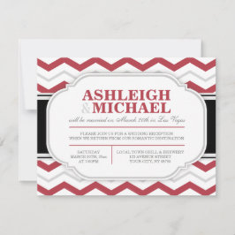 Grått & Red Chevron bröllopsmottagning ENDAST Inbjudningar