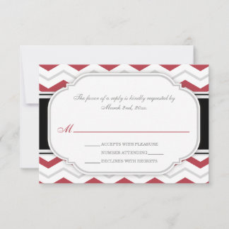 Grått & Red Chevron Wedding OSA kort