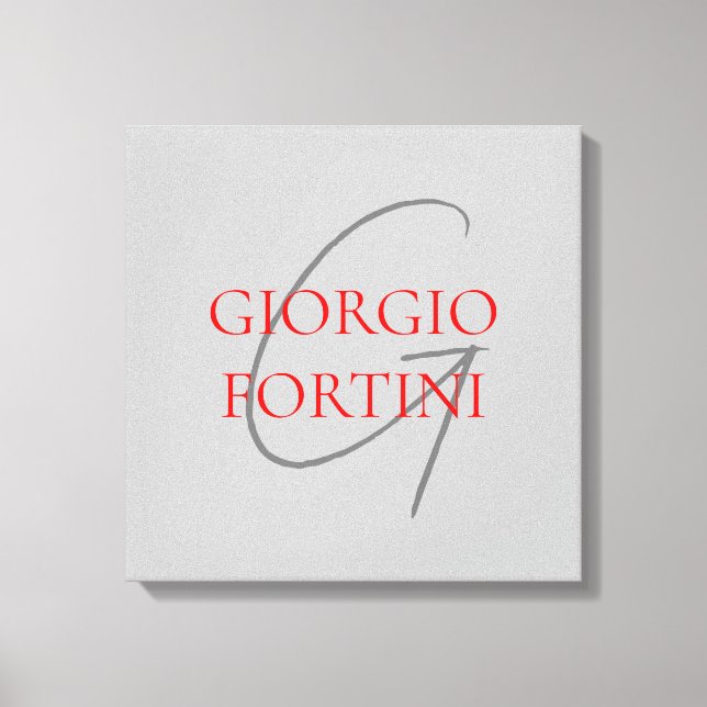 Grått Red Ditt namn - första monogram Modern Canvastryck (Framsida)