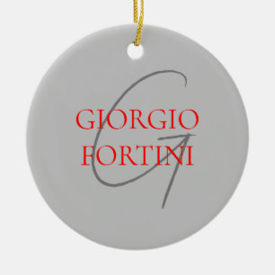 Grått Red Ditt namn - första monogram Modern Julgransprydnad Keramik