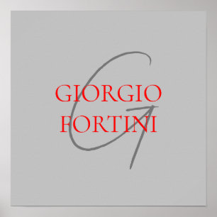 Grått Red Ditt namn - första monogram Modern Poster