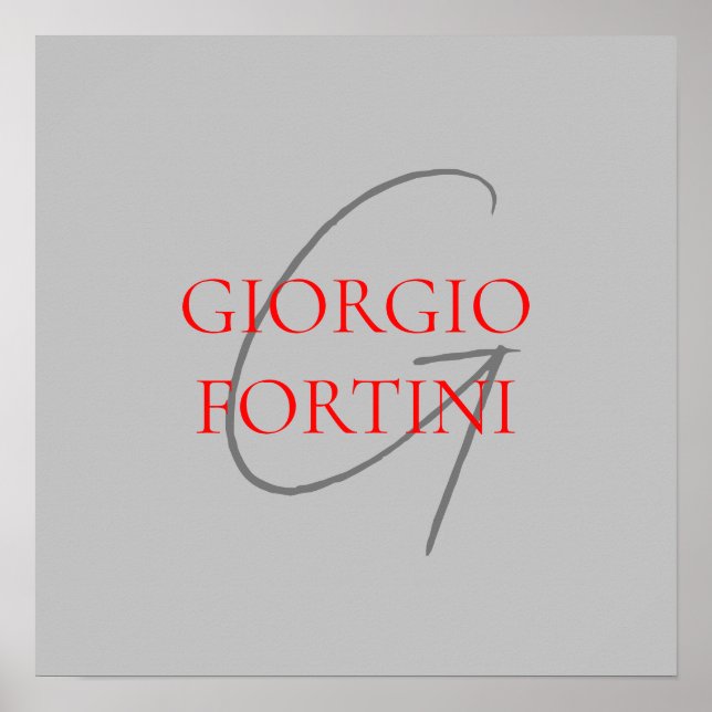 Grått Red Ditt namn - första monogram Modern Poster (Framsidan)