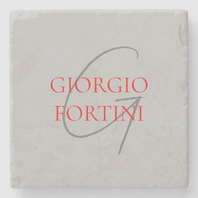 Grått Red Ditt namn - första monogram Modern Stenunderlägg (Framsidan)