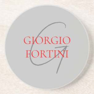 Grått Red Ditt namn - första monogram Modern Underlägg