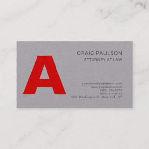 Grått Red Monogram Attorney på Law Modern Visitkort