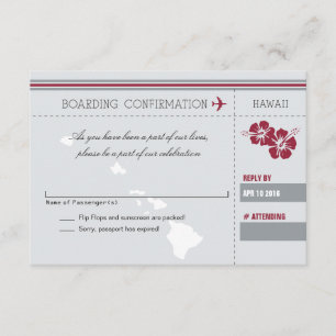 Grått Red OSA Boarding Pass to HAWAII Kort