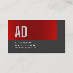 Grått Red Rand Monogram Snyggt Affärskort Visitkort