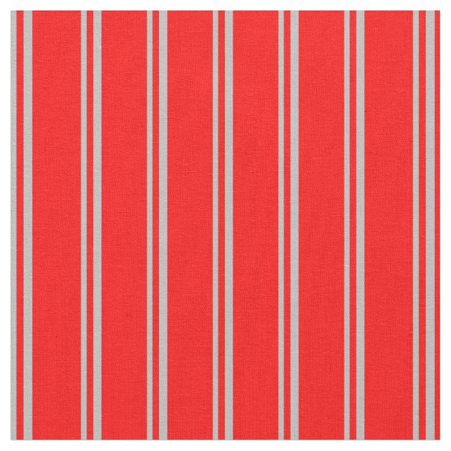 Grått & Red Stripe Mönster Tyg (Närbild)