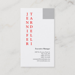 Grått Red White Minimalist Modern Professionell Visitkort