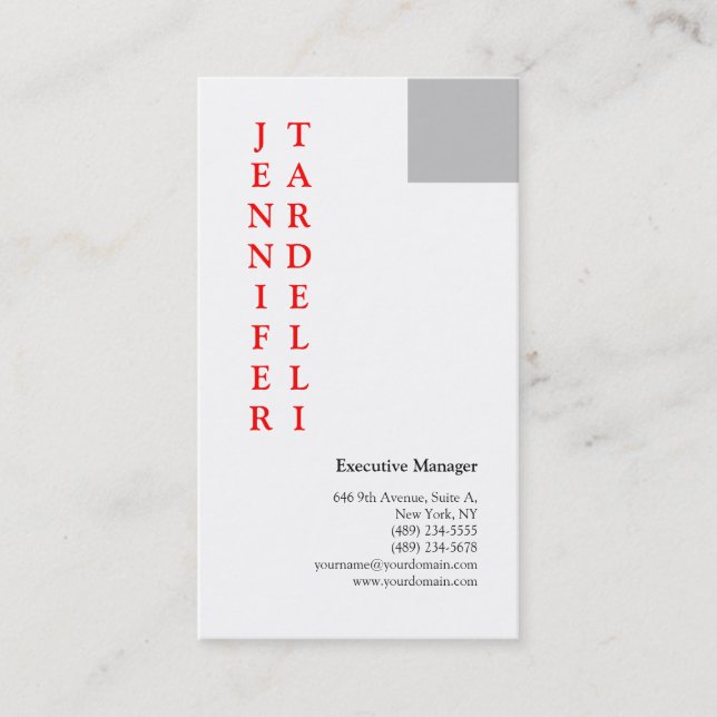 Grått Red White Minimalist Modern Professionell Visitkort (Framsida)