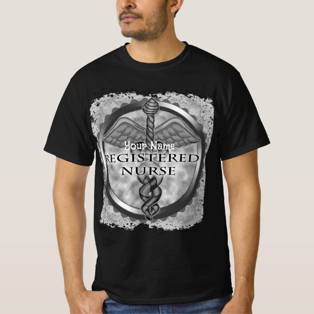Grått-registrerad sjuksköterska t shirt (Framsida)