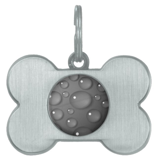 Grått Regndroppbakgrund ID-bricka Husdjur (Framsidan)