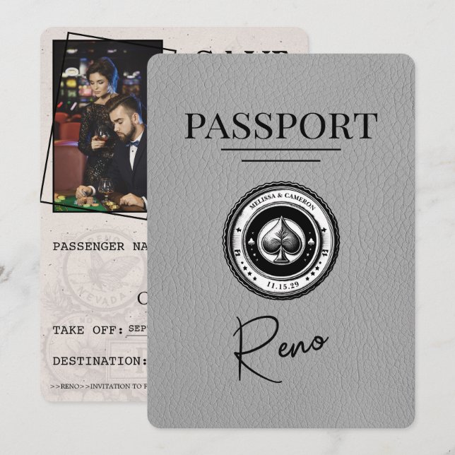Grått Reno Passport Spara datum Datumet (Fram/baksida)