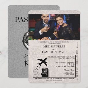 Grått Reno Passport Wedding bjudande Inbjudningar