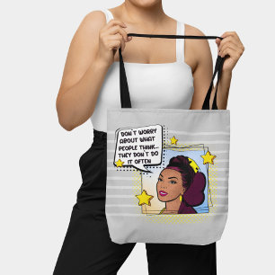 Grått Retro Pop Art Funny Phrase gult lila Tygkasse