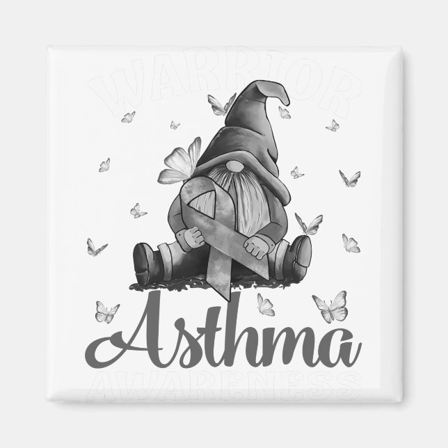 Grått Ribbon Asthma Awareness Warrior Butterfly Magnet (Framsidan)
