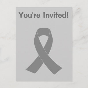 Grått Ribbon Awareness - Zombie, Brain Cancer Inbjudan Vykort