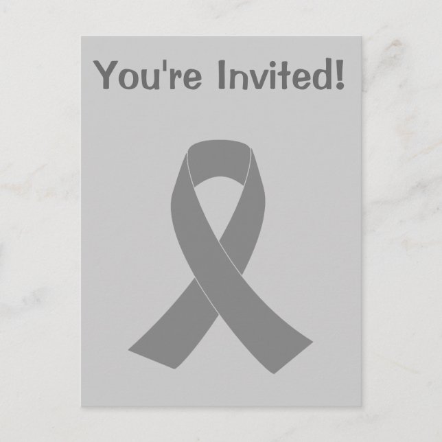 Grått Ribbon Awareness - Zombie, Brain Cancer Inbjudan Vykort (Framsida)