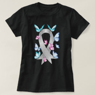 Grått Ribbon Brain Cancer Awareness T Shirt