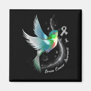 Grått Ribbon Hummingbird Brain Cancer Awareness Mo Magnet