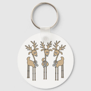 Grått Ribbon Reindeer (diabetes) Nyckelring