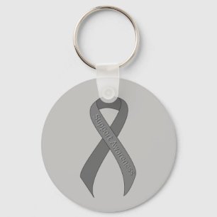 Grått Ribbon Support-medvetenhet Nyckelring
