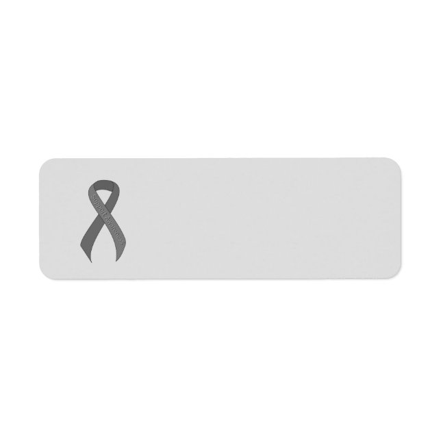 Grått Ribbon Support-medvetenhet Returadress Etikett (Framsidan)