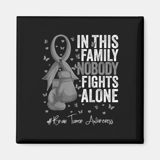 Grått Ribbon Survivor Fighter Brain Tumor Awarenes Magnet (Framsidan)
