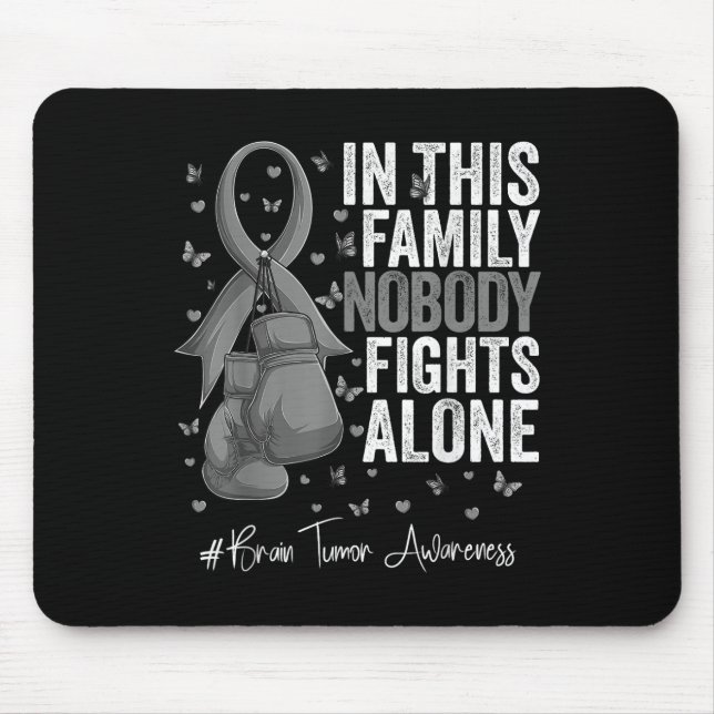 Grått Ribbon Survivor Fighter Brain Tumor Awarenes Musmatta (Framsidan)