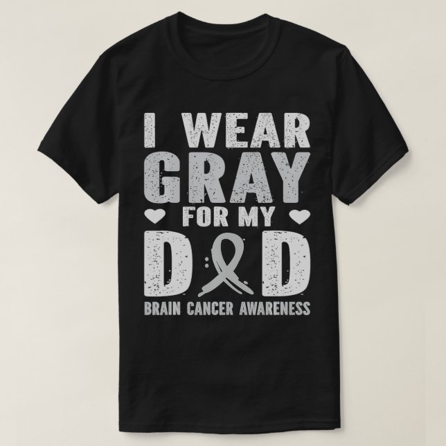 Grått Ribbon Warrior & Supporters Brain Cancer Awa T Shirt (Design framsida)