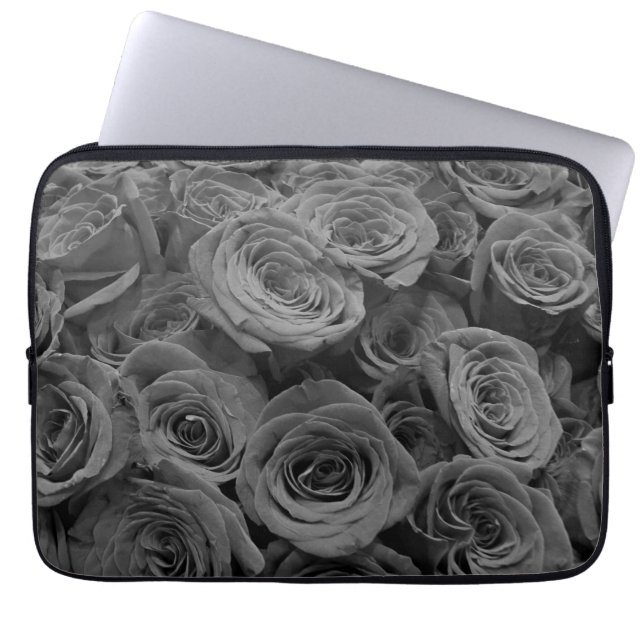 Grått-ro, blommigt--foto, grått laptop fodral (Framsidan)