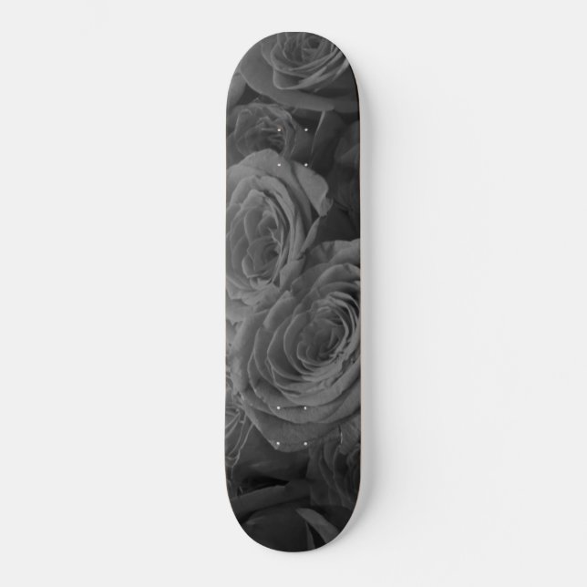 Grått-ro, blommigt--foto, grått mini skateboard bräda 18,5 cm (Framsida)