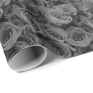 Grått-ro, blommigt--foto, grått presentpapper