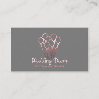 Grått Ro Guld, Födelsedagsfest Balloon Visitkort