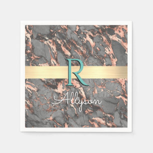 Grått & Ro Guld Marble, Guld Pub, Namn och Monogra Pappersservett